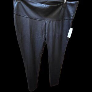 Time and Tru Black Faux Leather Plus Skinny High Rise Stretchy Leggings 3XL 22